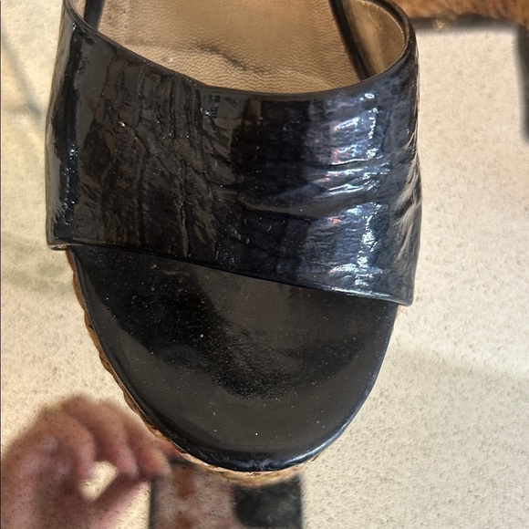 Prada Black and Tan Bamboo Woven Wedge Sandals - Picture 5 of 11